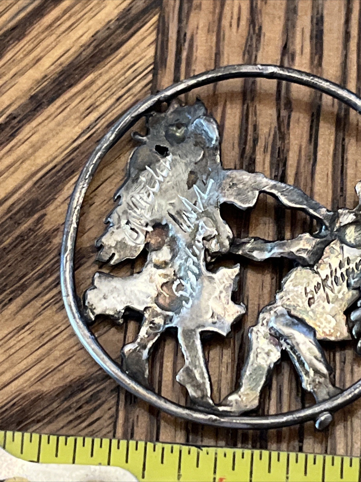 Vintage Cherub & Angel Dancing Artist Signed Sterling Neo Renaissance Pendant