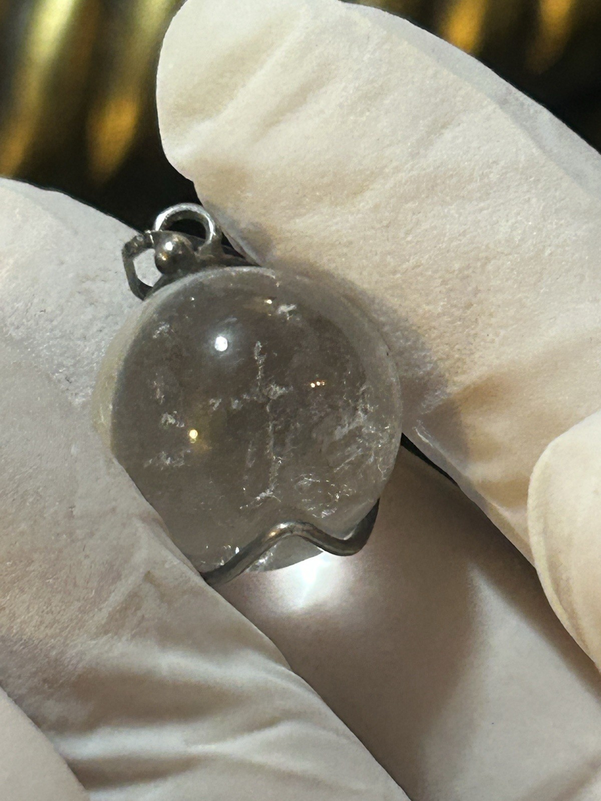 Pools If Light!! Rock Crystal Silver Wire Pendant Vintage