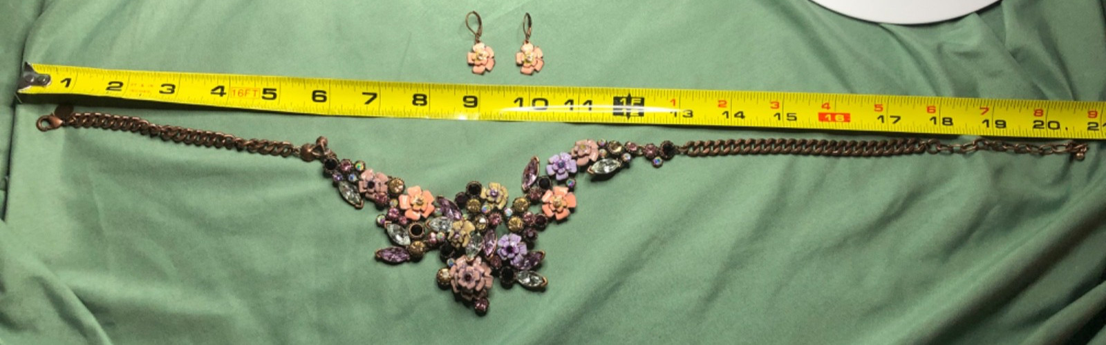 Joan Rivers XXV Classics Collection Necklace Earring Set Enamel Rhinestones