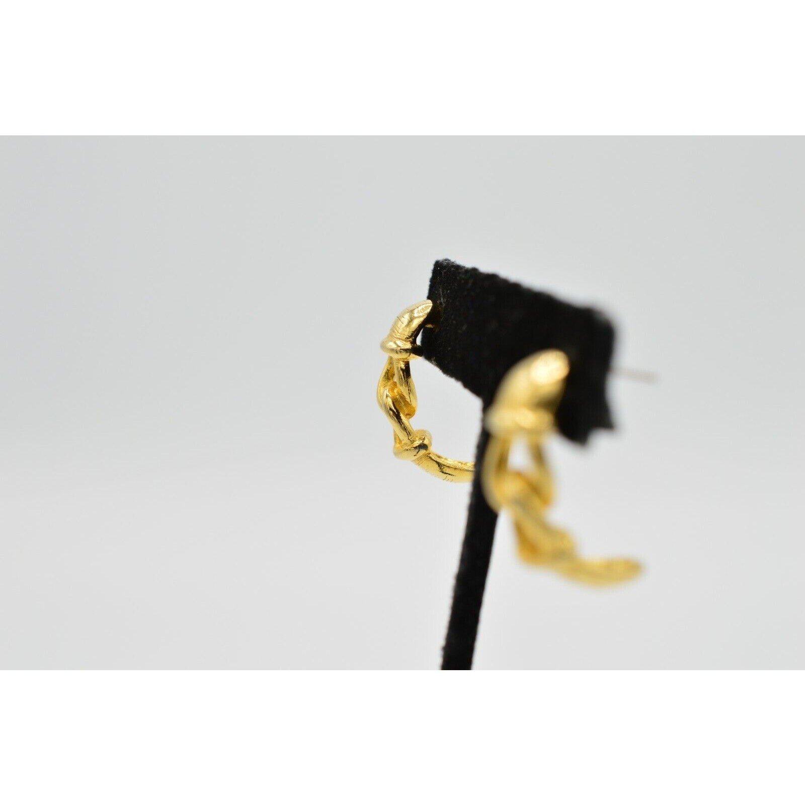 Vintage Dangle Linked Chain Earrings Gold Tone Dangle Hoop Elegant NOS 1980s 9C