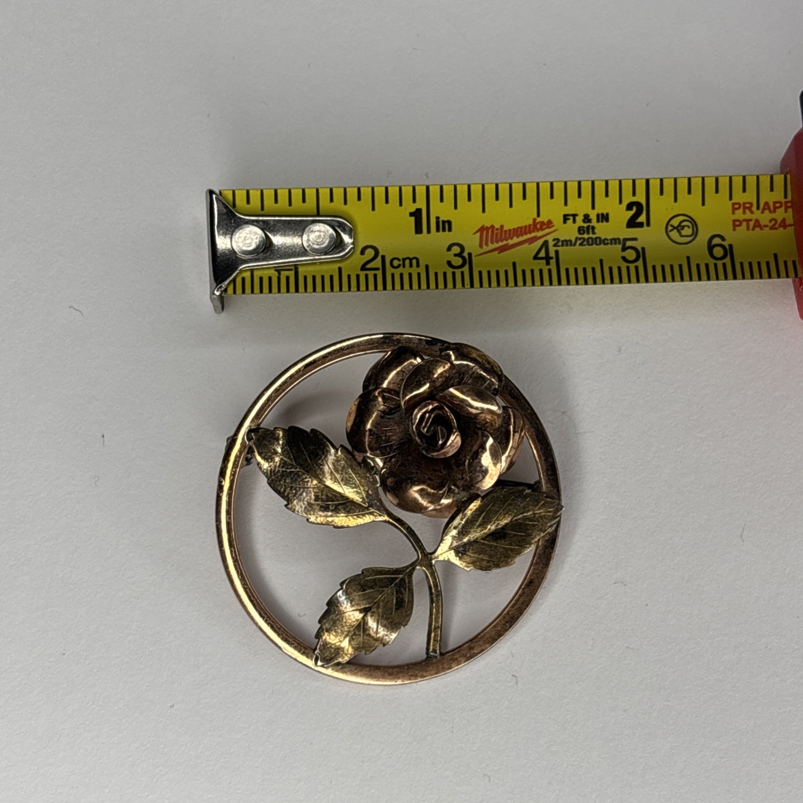Vintage DIANA Krementz Gold And Rose Tone Brooch Flower Signed