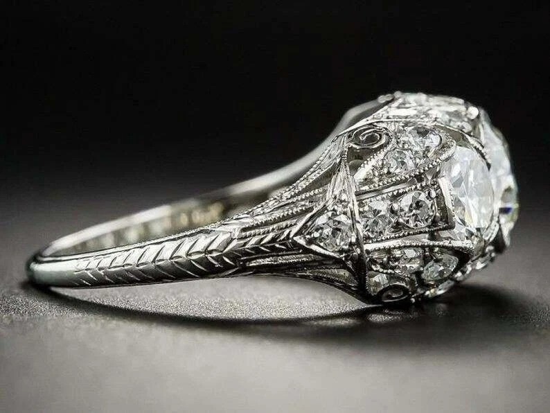 2.95Ct Art Deco Style Lab Created Diamond Anniversary 14K White Gold Finish Ring