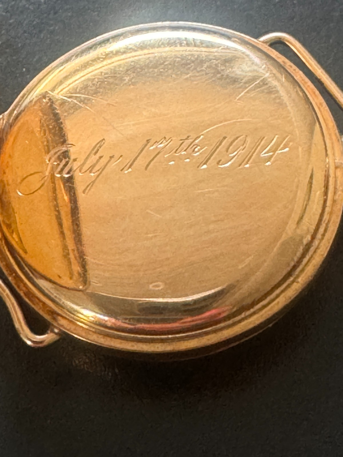 Antique Elgin 14K Gold Trench Watch, 1914 Production Year.