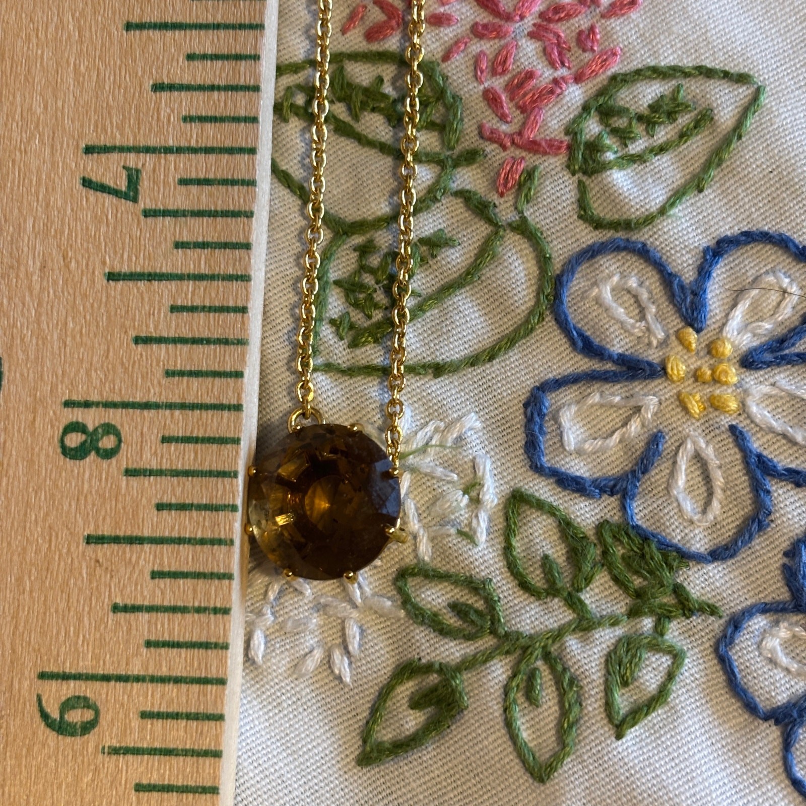 Les Nereides La Diamantine Golden Brown Round Stone Pendant Necklace