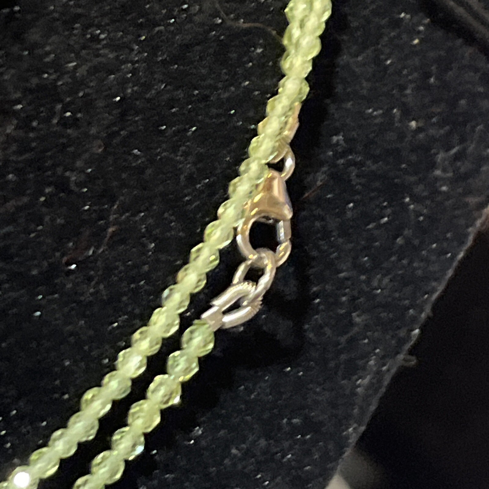 Napier Lime Glass Chips Necklace -36” Marked: N A1 – Silver Plate