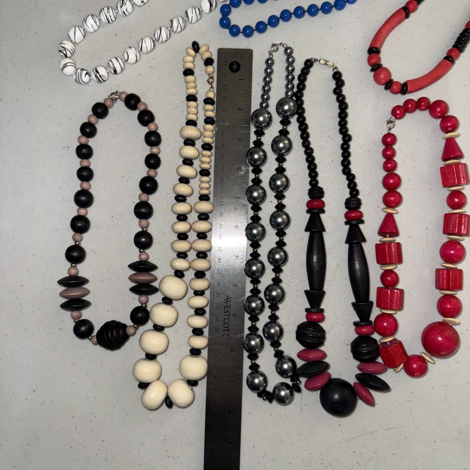 Vintage Lot Of 8 Big And Med. Beaded Necklaces Artsy Jewelry