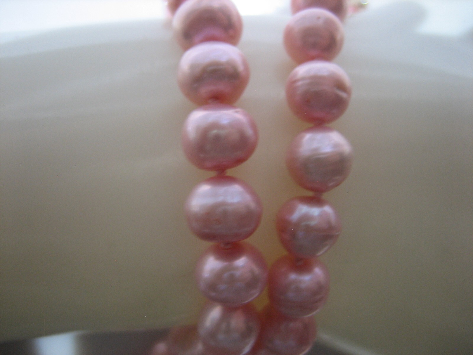 HAND KNOTTED SILVER TONE 6mm PINK PEARL BEAD NECKLACE 17″