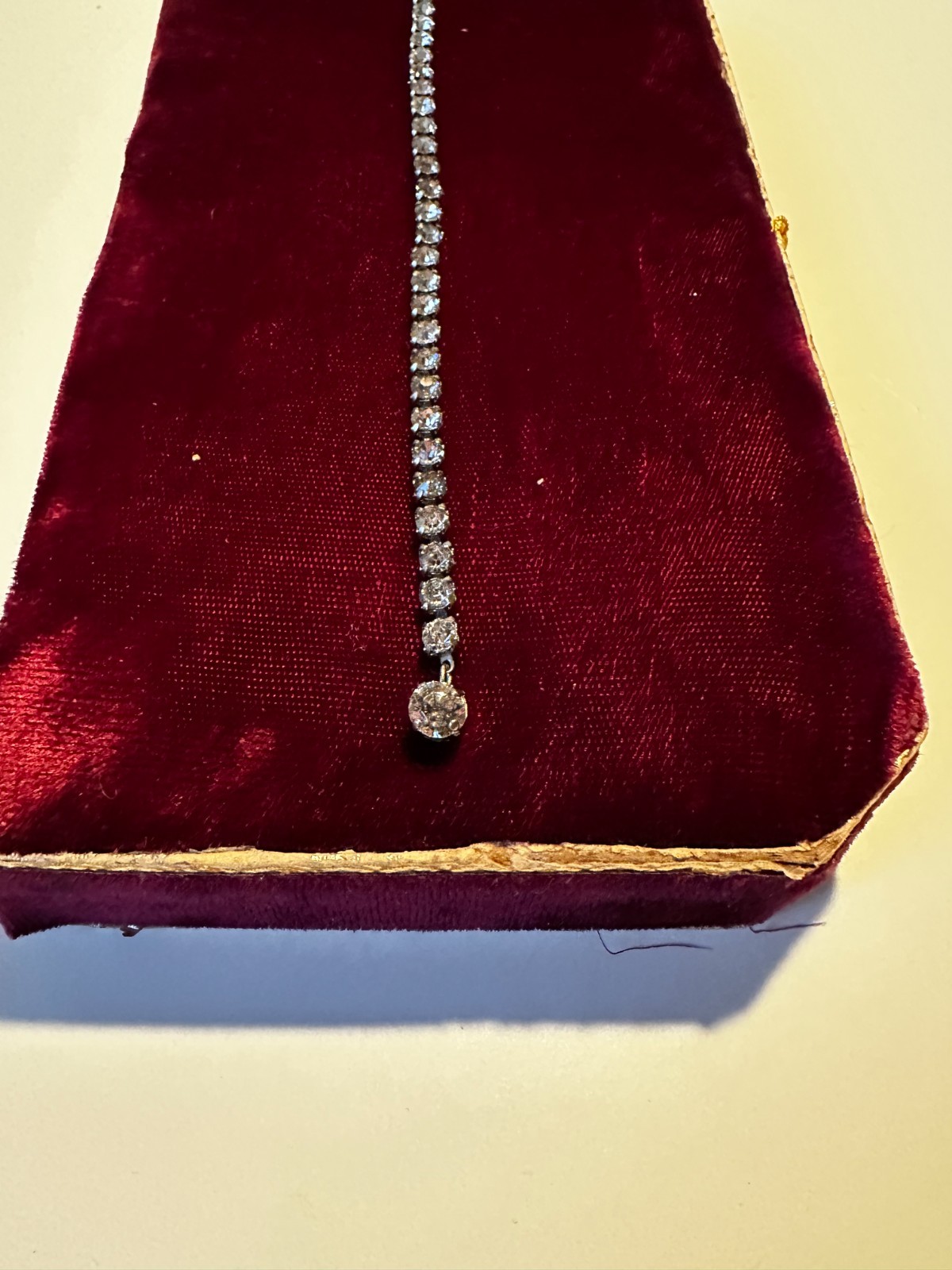 Vintage 1930’s Bracelet Clear Rhinestones Rhodium – single strand