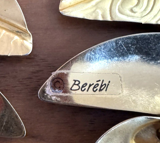 Edgar Berebi Enamel Dangle Earrings – Sculptural Modernist Gold Tone Vintage