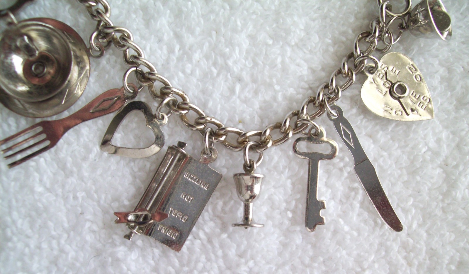 Vintage Coro Bright Silver-Tone Charm Bracelet with 15 Charms