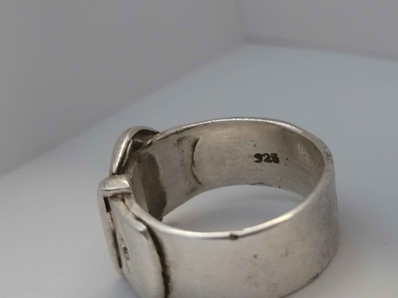 Vintage Sterling Silver Belt Buckle Ring 925 Adjustable Statement Ring