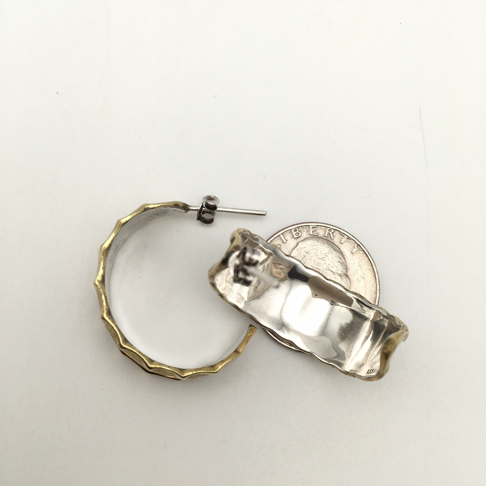 Vintage Sterling Silver 1.5” Southwestern J Hoop Earrings Marked 925 8.6g #07