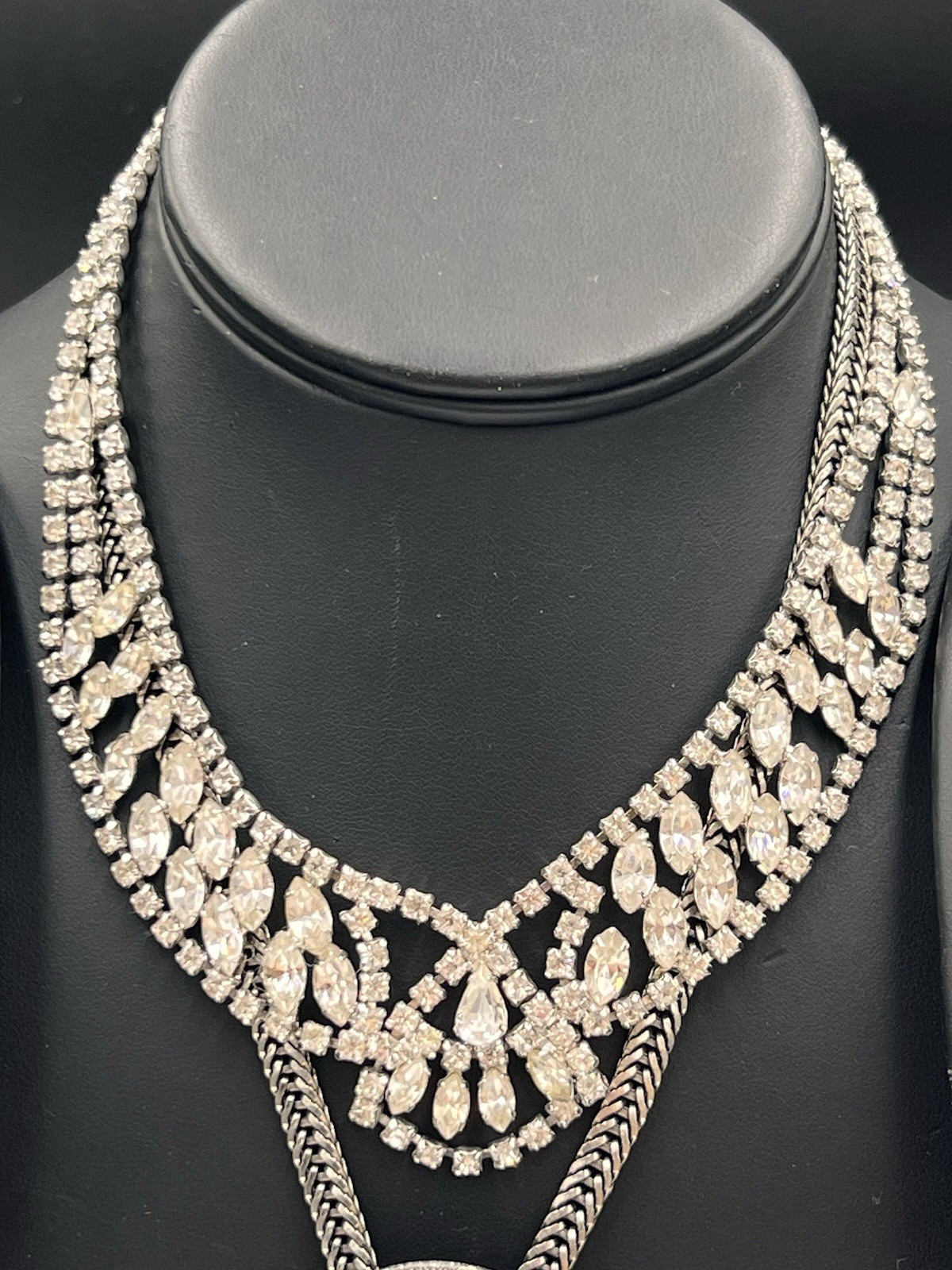 Vintage Rhinestone Necklace Lot, Bib & Statement, Signedf Kramer, Selro