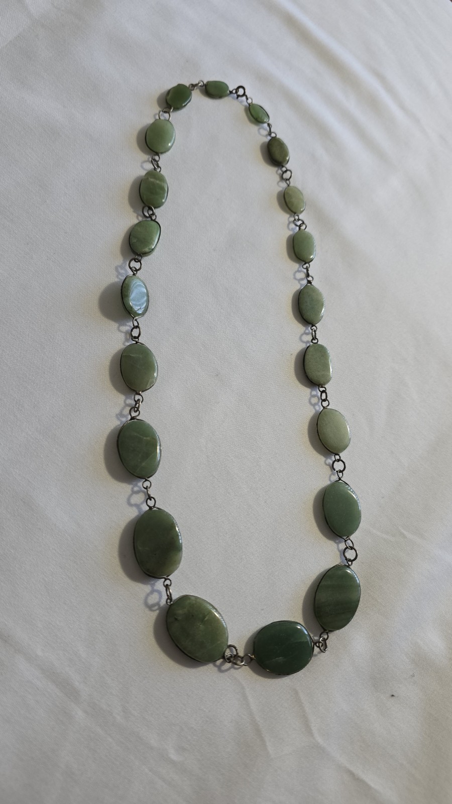 Vtg. 22″ Necklace & 8″ Bracelet Art Deco Light Green Aventurine?/Jade? Rare Find