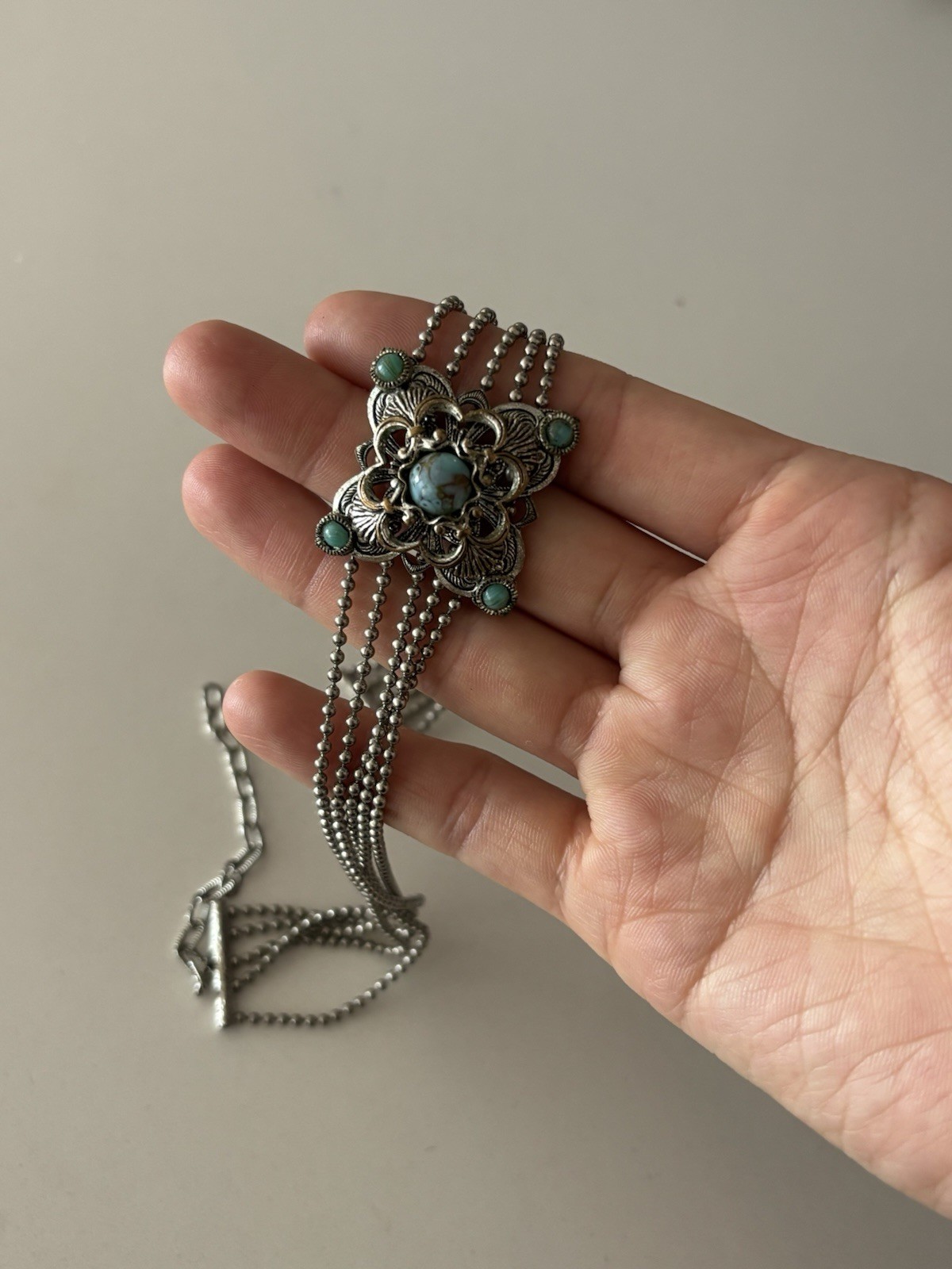 Vintage Southwestern Turquoise Choker Necklace & Matching Brooch Set