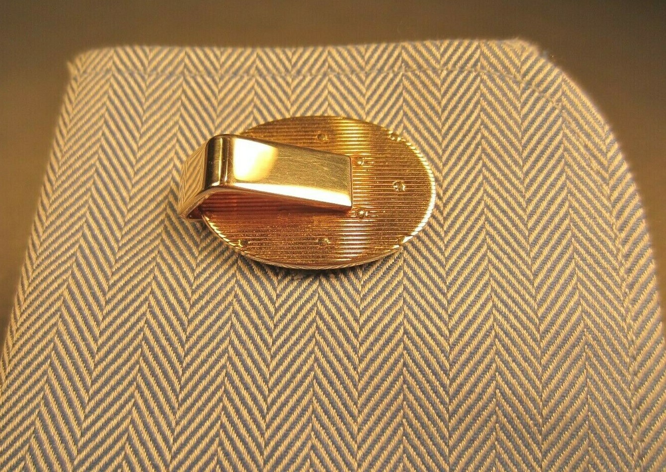 Mid Century Modern Assymetrical Yellow Gold Plated Cuff Links