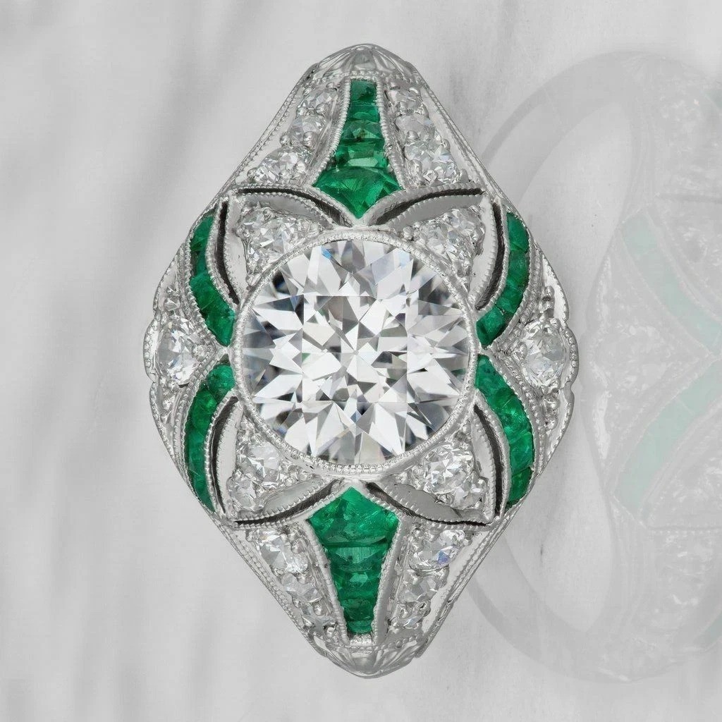 3.15Ct Art Deco Style Lab Created Diamond Anniversary 14k White Gold Finish Ring