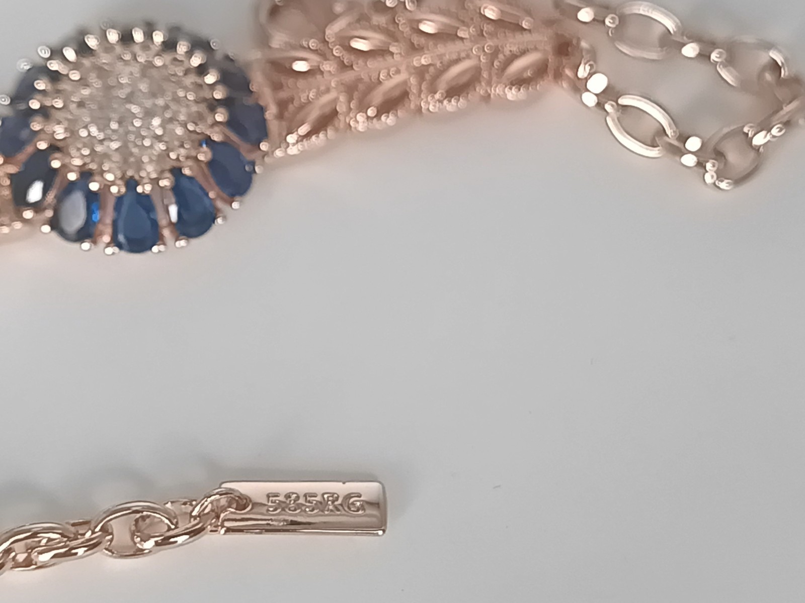 Vintage 1990-s Rolled Gold Sapphire Bracelet- Hallmarked 585 RG!!