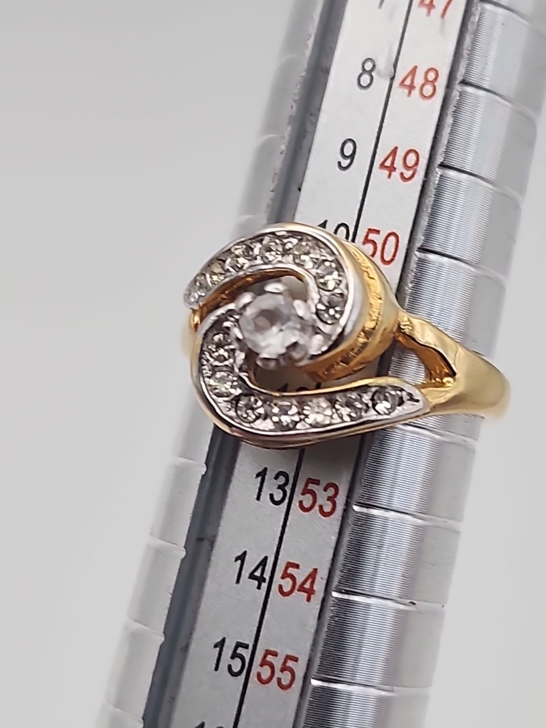 18KT HGE Yellow Gold Plated Swirl CZ Accent Cocktail Engagement Vintage Ring…