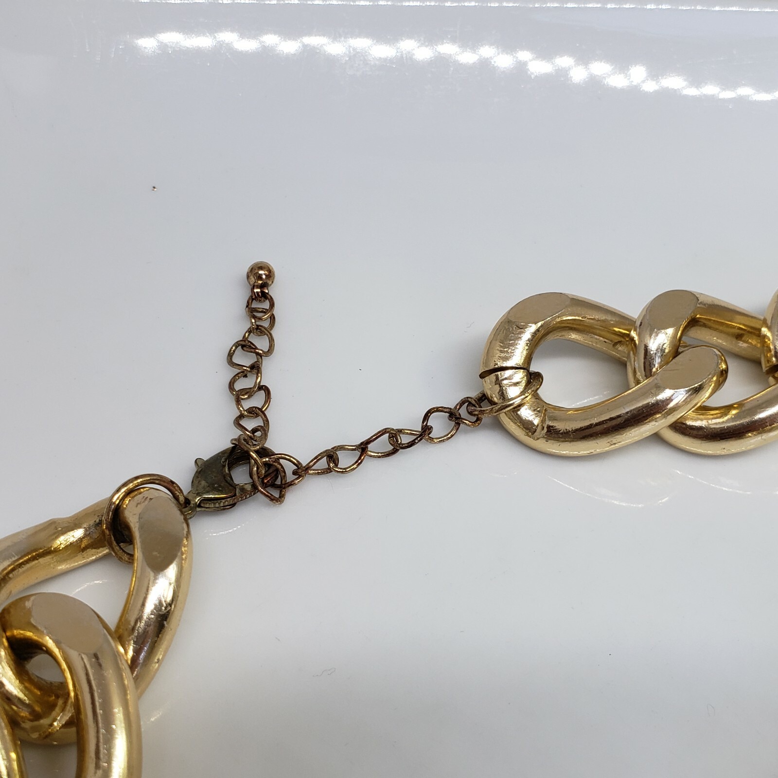 Trendy Gold Link Thick Choker Statement Necklace Chic Collar Runway Chain