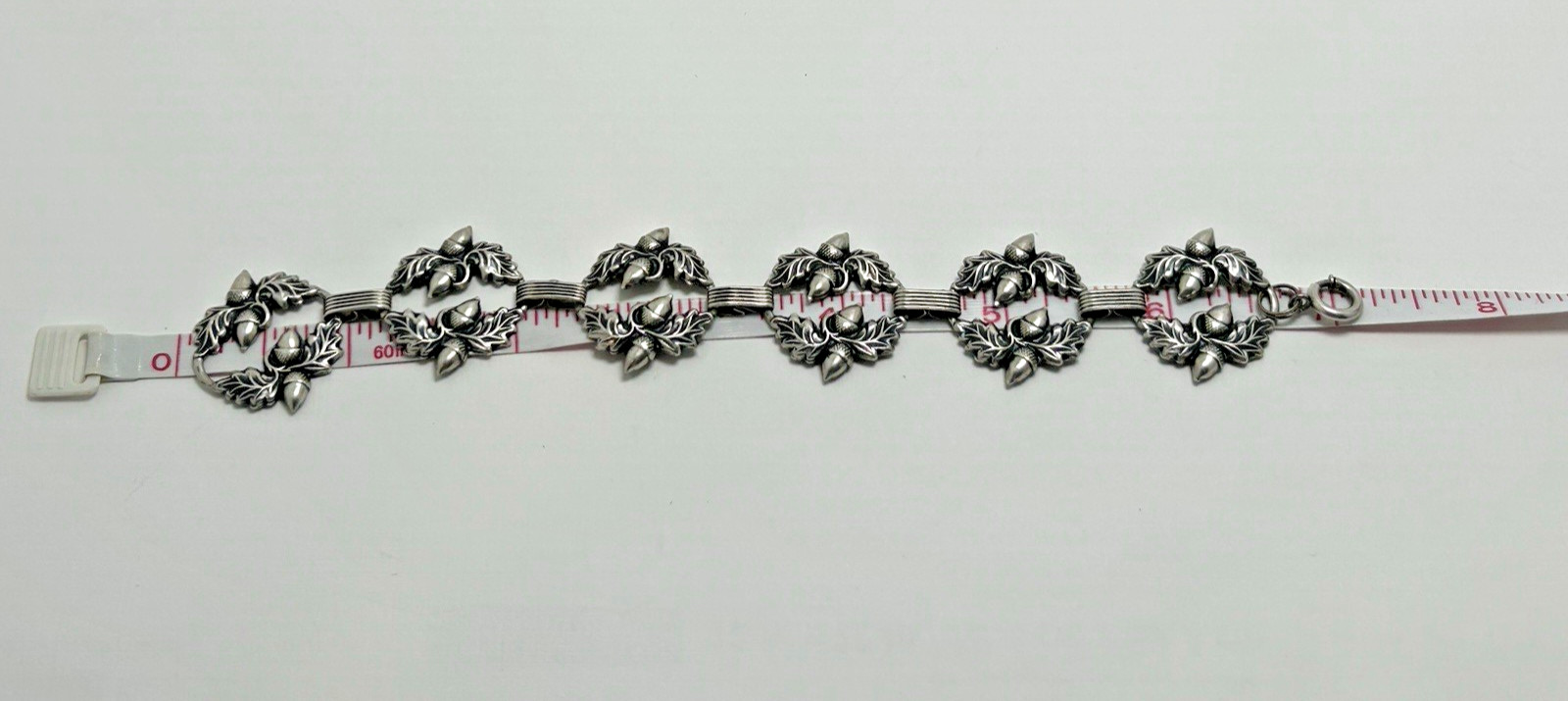 Vintage Danecraft Sterling Silver Acorn Oak Leaf Bracelet Matching Earrings Set