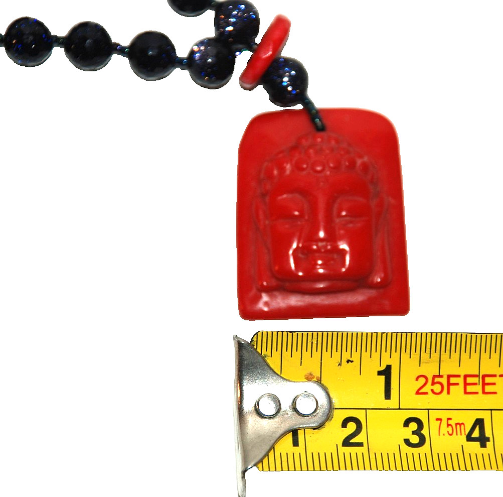 Blue Goldstone Coral Budda Choker Necklace Women’s Jewelry JOI N120 Vintage 1987