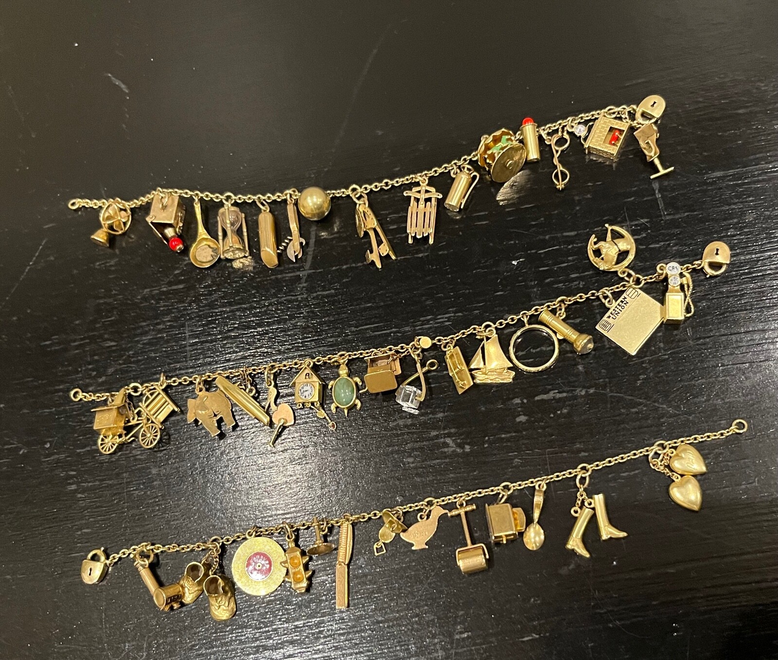 Nannette’s Unparalleled Trio of Charm Bracelets 1920-30’s — none better