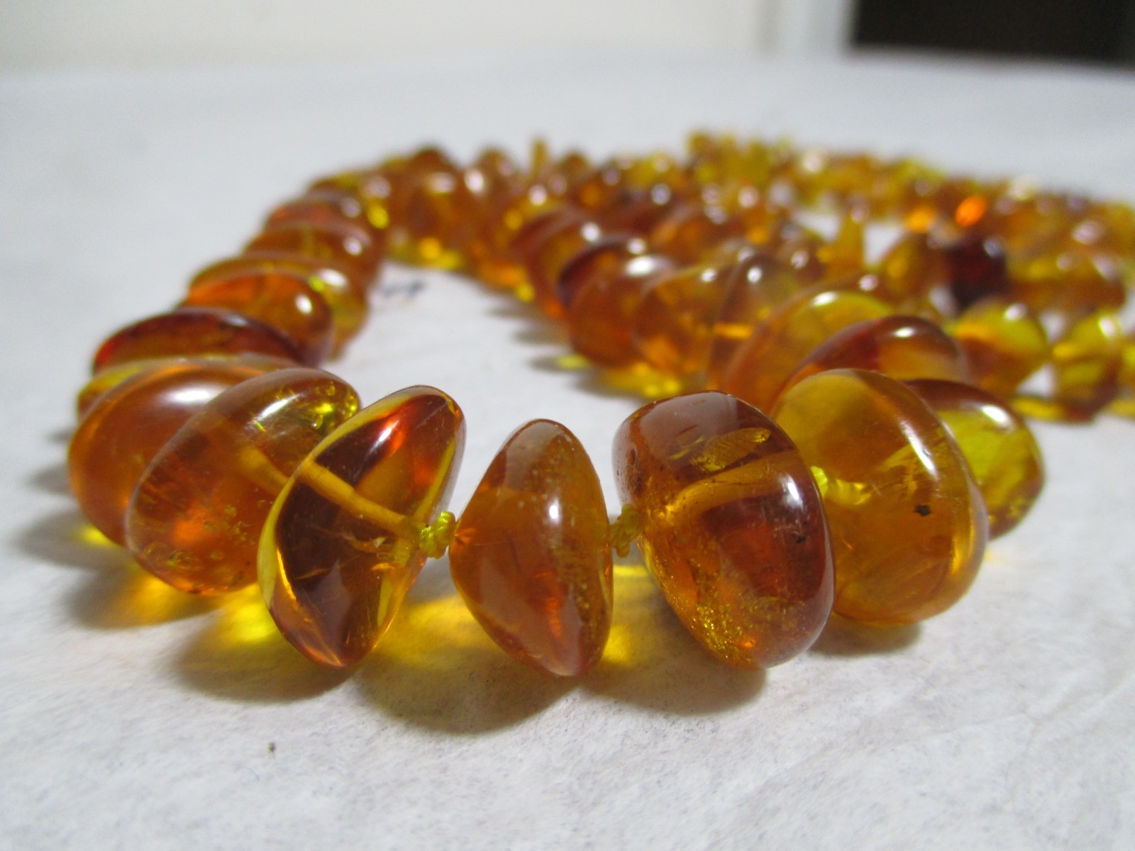 Vintage Baltic Honey Amber Chunky Nugget Hand Knotted Necklace 25 in
