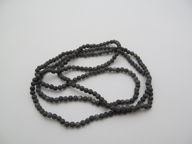 Vintage Dark Grey Kambaba Jasper Stone 4.25mm Round Ball Necklace 34 In