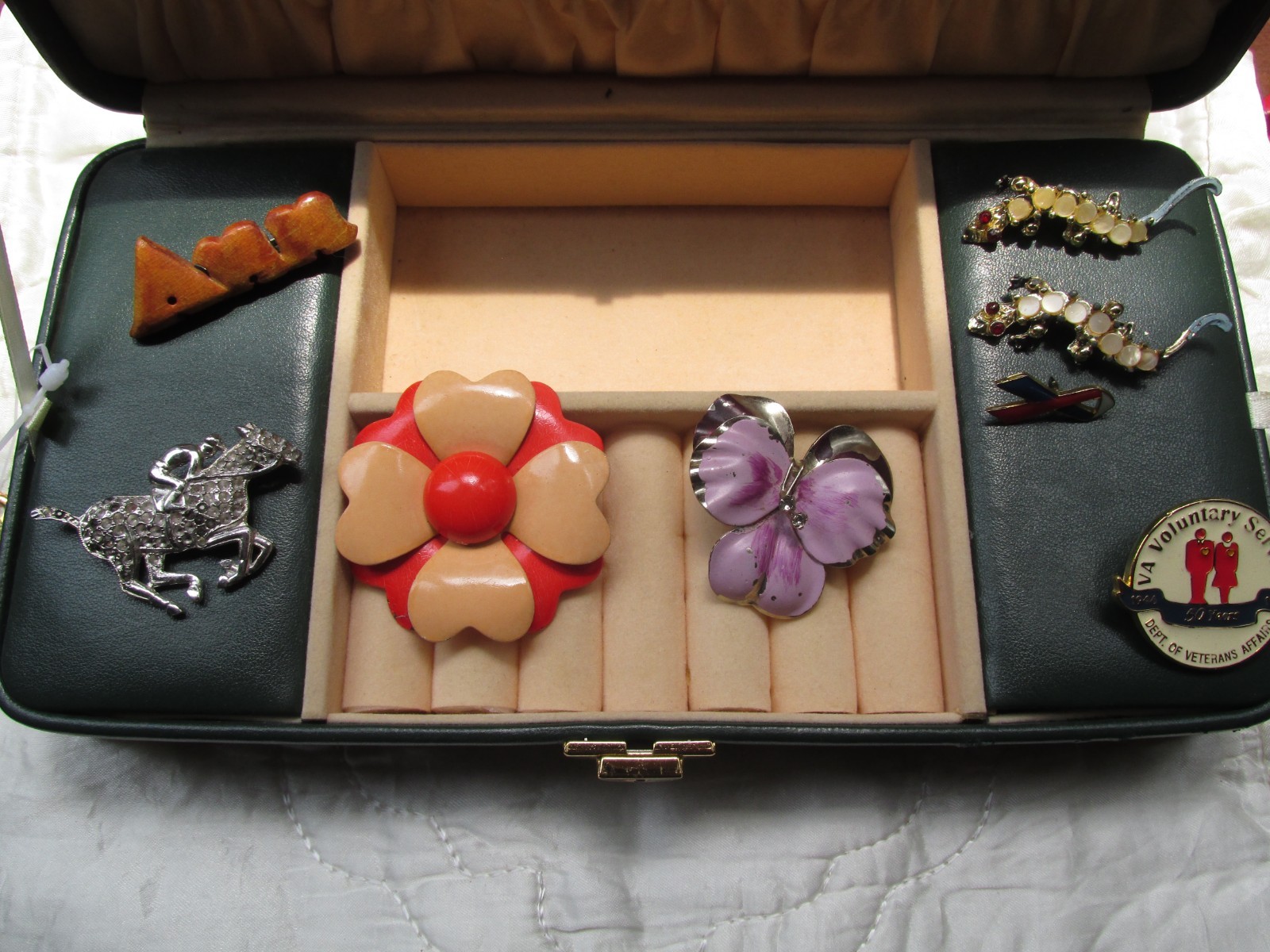 Lot of 35 Mixed Lot Brooches/Pins – some Scratched/Damaged/missing Stones As Is