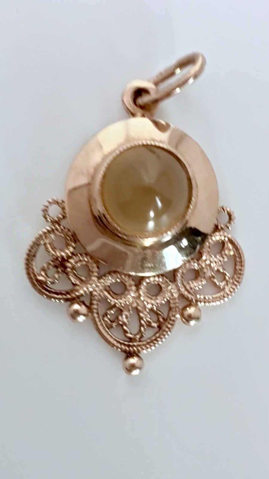 USSR Vintage Soviet Original Natural Cornelian Rose Gold Pendant 583 14K