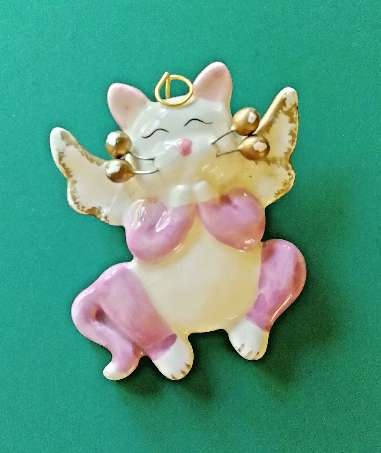 Vintage Amy Lacombe Ceramic Cat Angel Brooch “Angel Face” (173 – 2588)