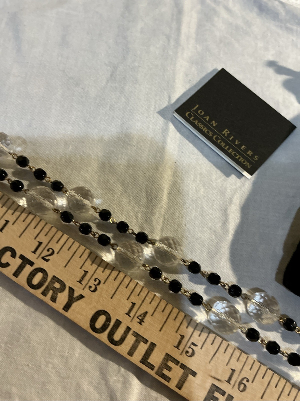 Joan Rivers Czech Republic Black & Clear Faceted Beaded Necklace Gold Tone