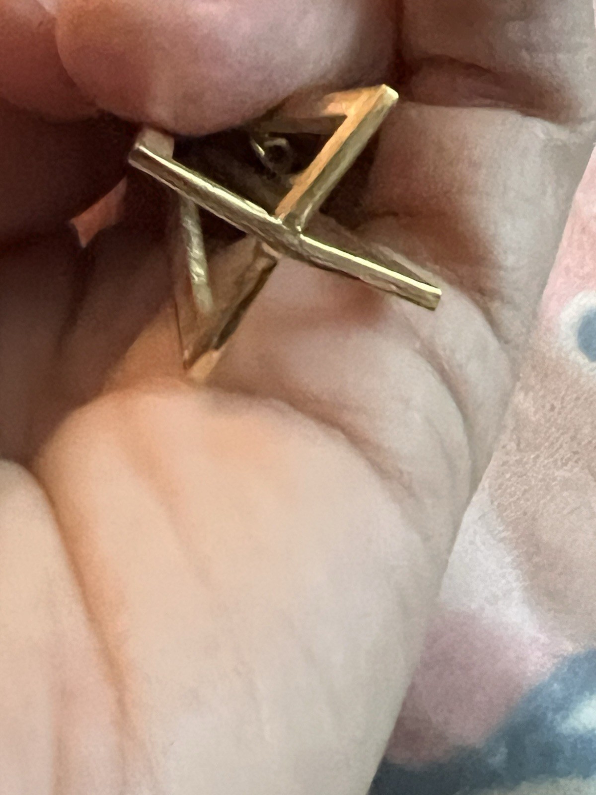 Vintage TRIFARI Dangle Long Triangle Clip Earrings Gold Tone