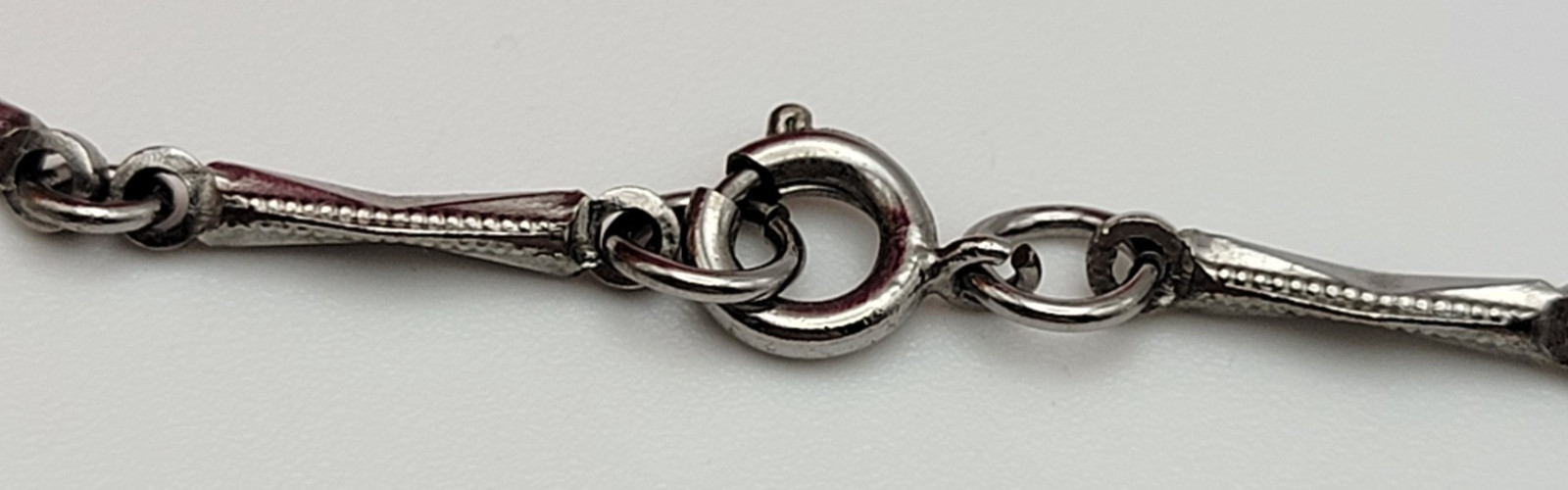 Vintage Silver Tone Bar Link Chain Necklace 54″ Spring Ring Clasp