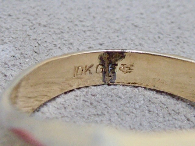 SIGNED V C VINTAGE 10K YELLOW GOLD FILLED NEW OLD STOCK 70’S SIZE 11 BLUE RING