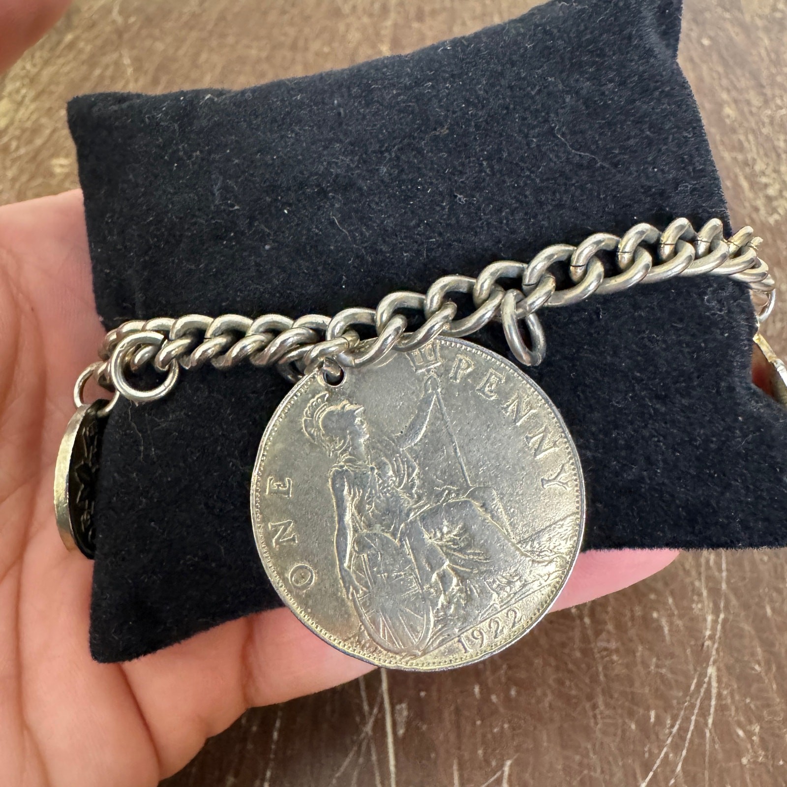 Coro Vintage 1920s 1940s Coin Bracelet Great Britain Canada Coat of Arms Pendant
