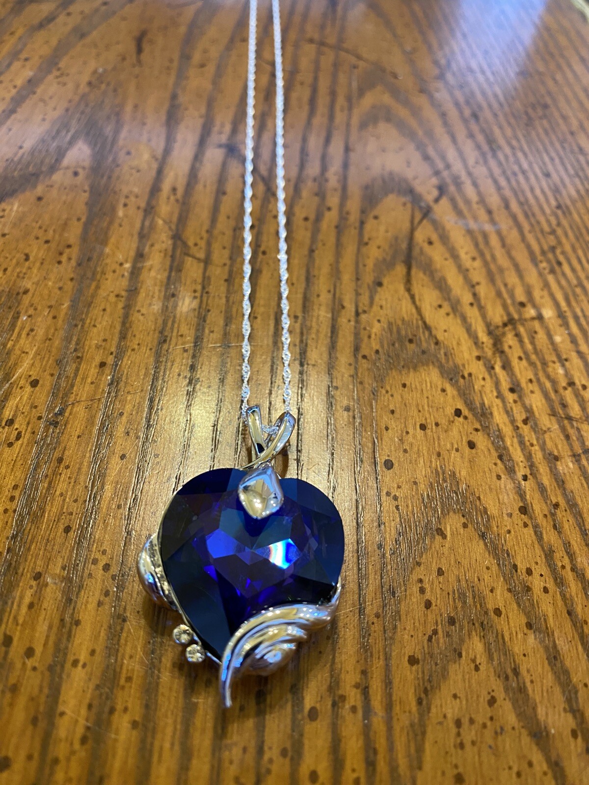 Blue Heart of the Ocean Titanic Necklace 925 Chain Stunning 12in Chain Valentine
