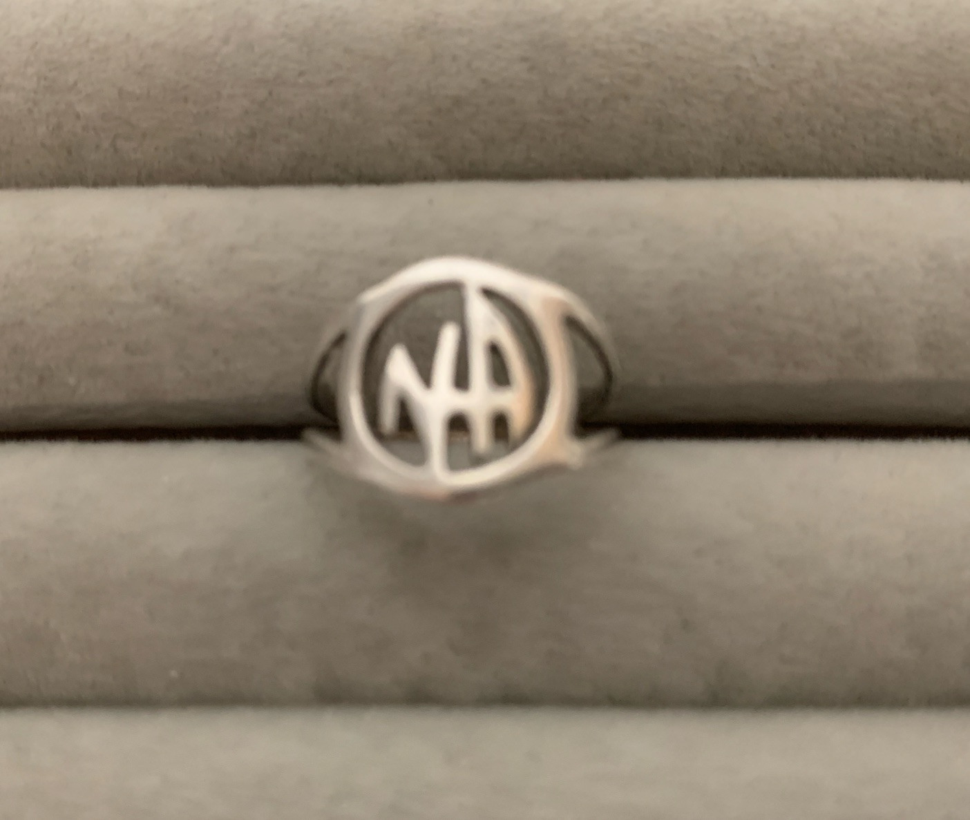 Vintage Sterling Initials N-A Letters Band Ring 3.5 Size