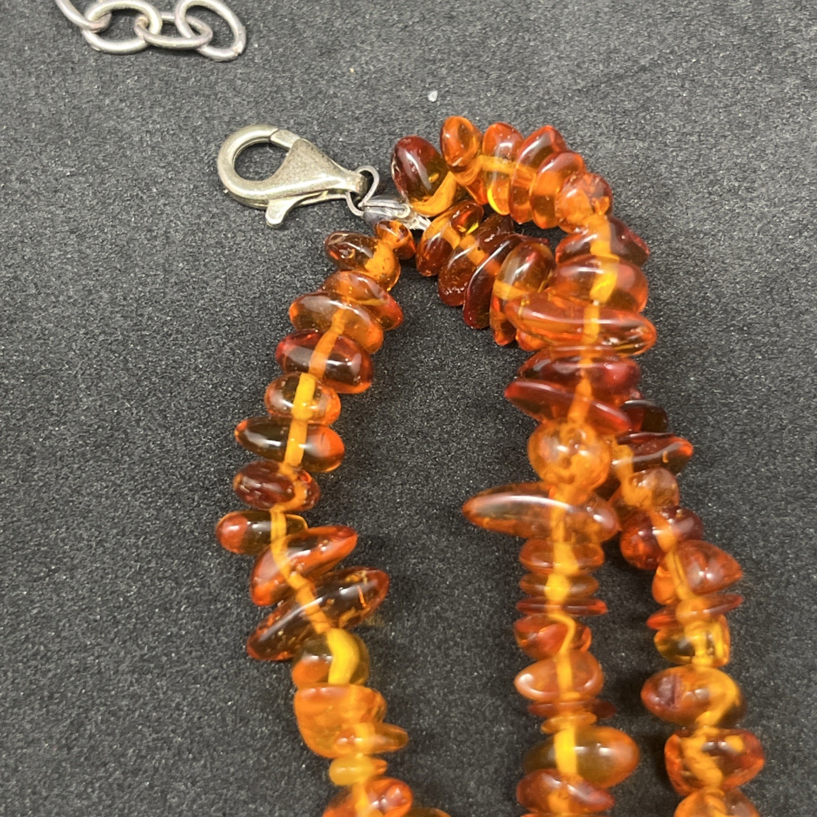 VTG Polished Baltic Amber small Chunk Stone Beaded 16″ Necklace 3 strand 30g