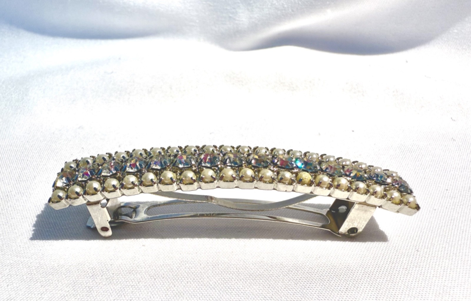 Creamy Pearls & Crystal Rhinestone Diamonds Vintage 3″ Hair Pin