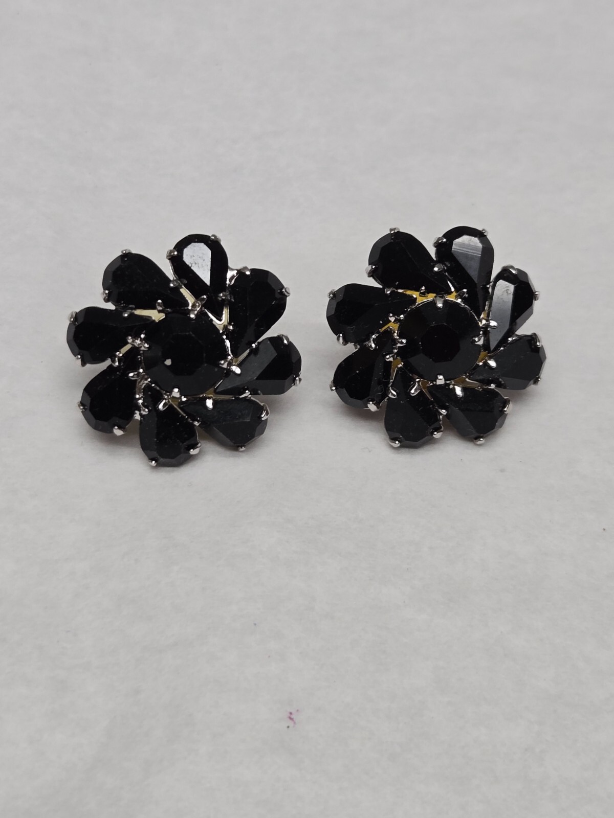 Art Deco Rhinestone Earrings, Necklace & bracelet Set Black Clear