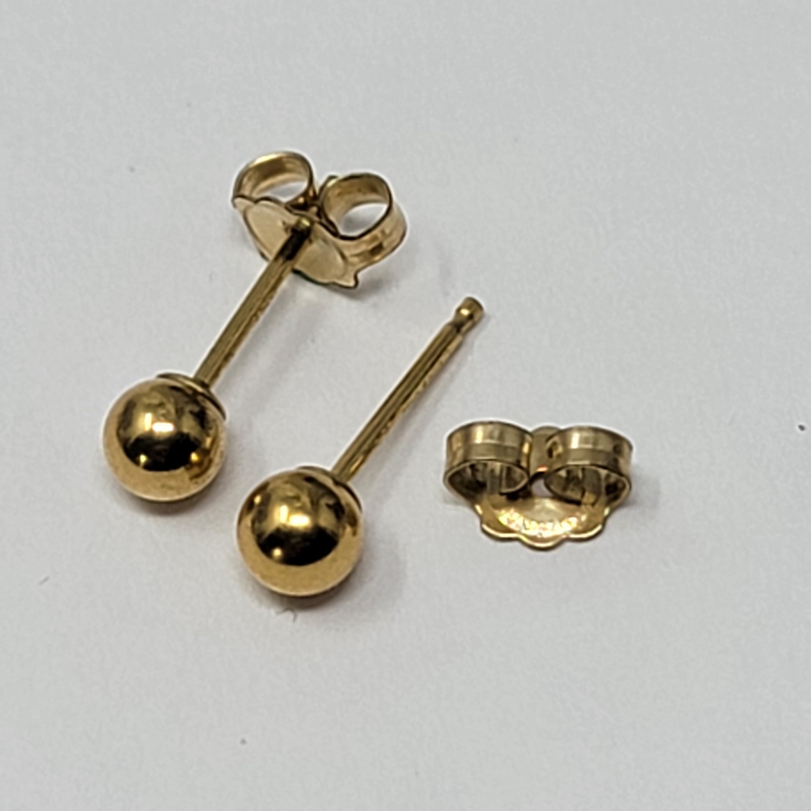 Vintage Earrings MARKED 14K GOLD FILLED Pierced Stud Ball Bead Jewelry 1/20 4mm