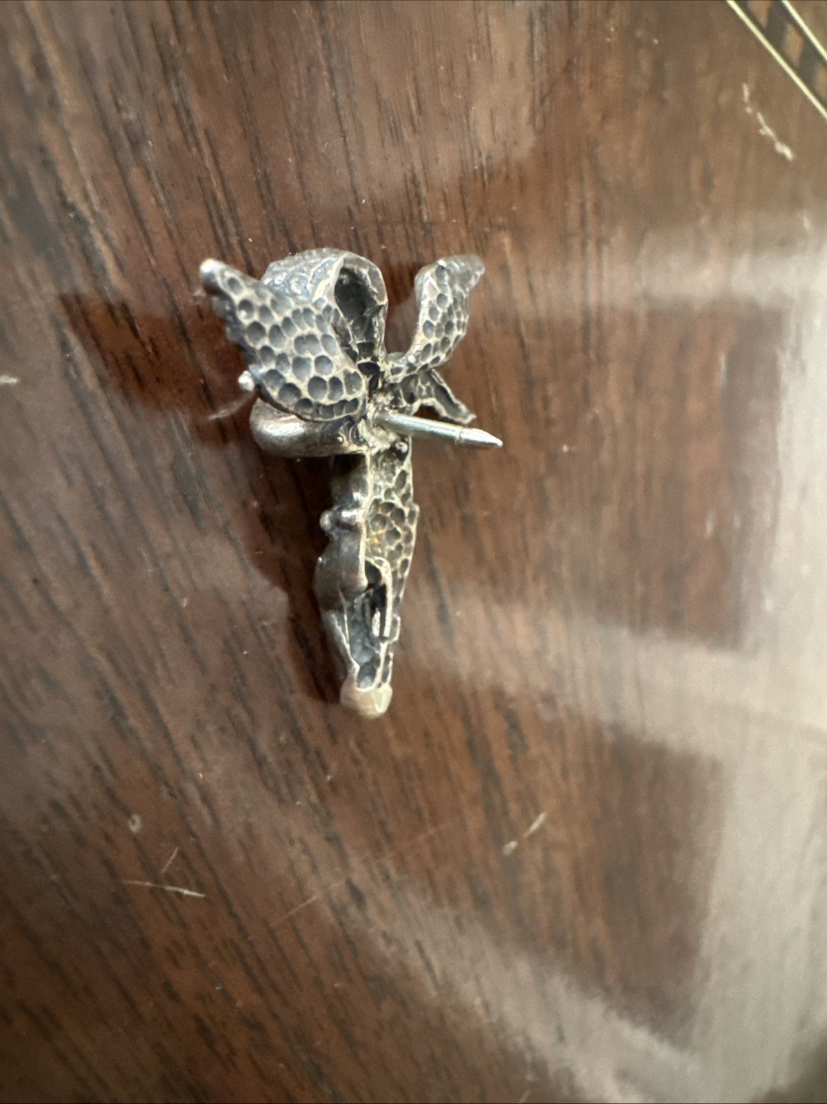 Sterling Silver Cherub Guardian Angel Pin 5.2 Grams Vtg