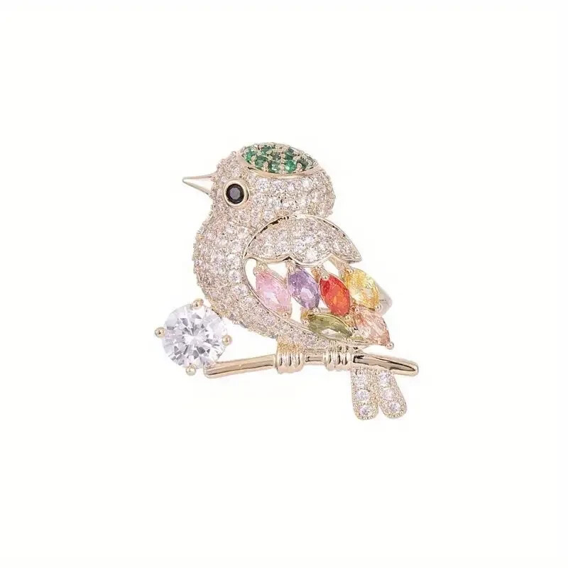 Sparkling Magpie Bird Brooch Pin-Rhinestone Crystal Jewelry for Women Dress/Coat