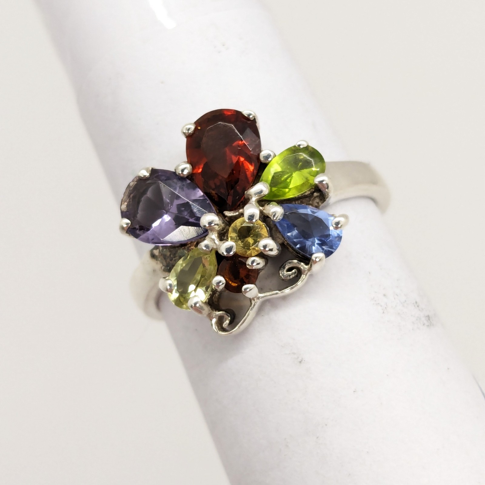 Vintage Luxury RING “Samotsvety”Silver 925 with Bright Stones -size: 7.5US| #127