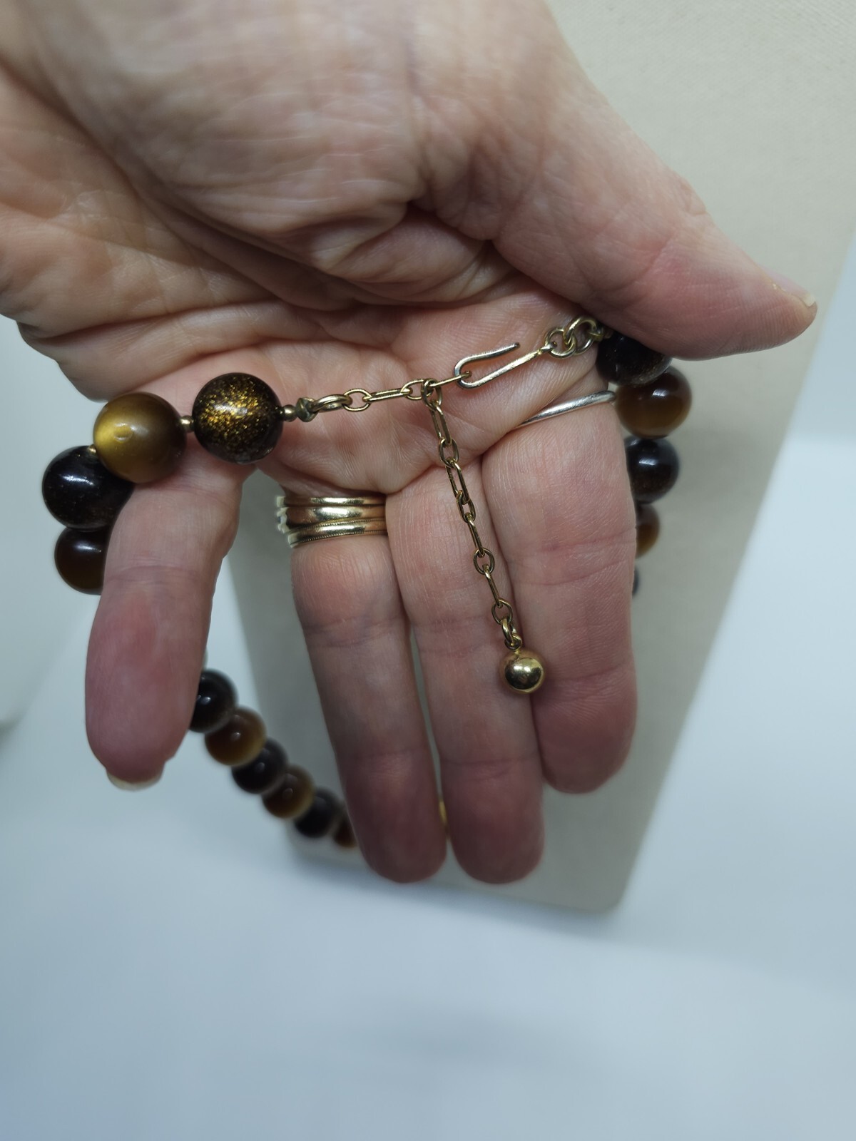 Vintage Trifari Golden Brown Beaded Choker Necklace