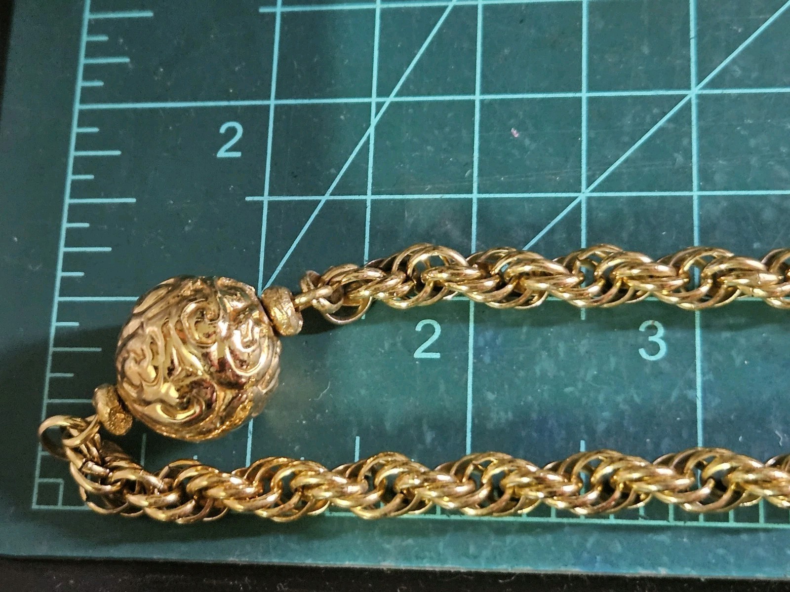 Vintage Yves Saint Laurent YSL Gold Tone Rope Chain Necklace AS IS