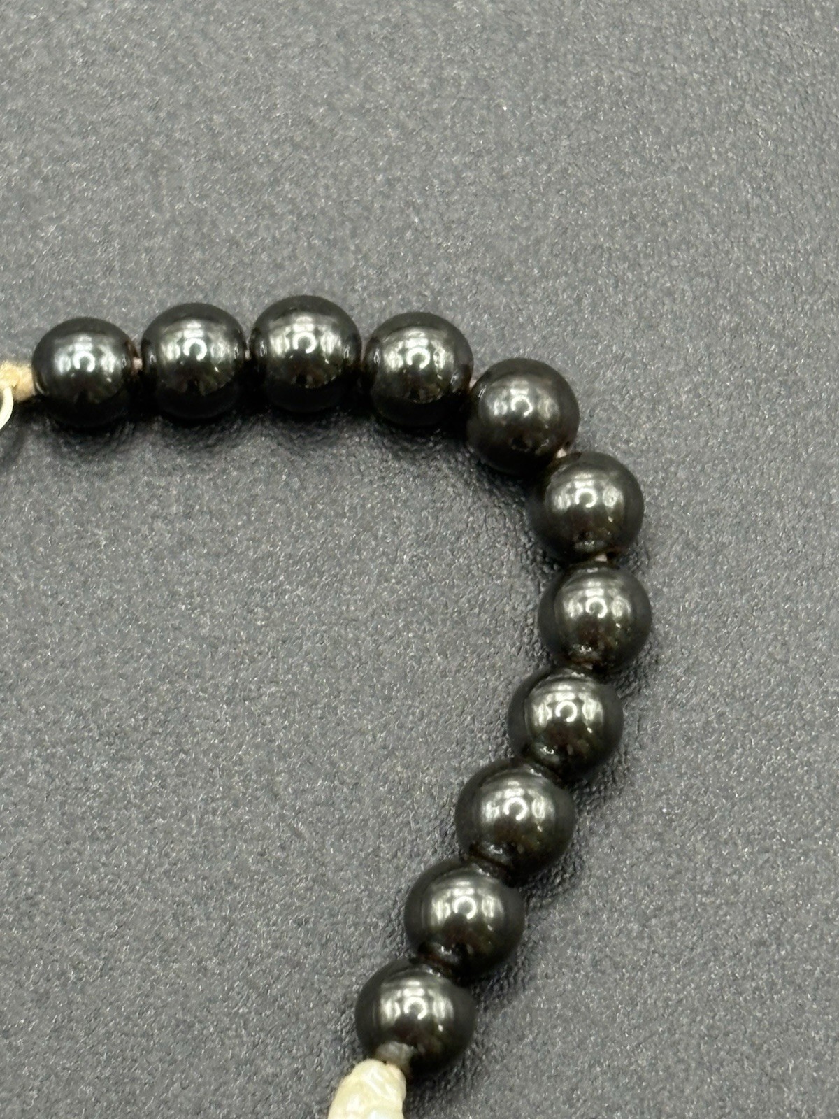 7.5″ Vintage Sterling Silver Hematite Pearl Bracelet 925 B5