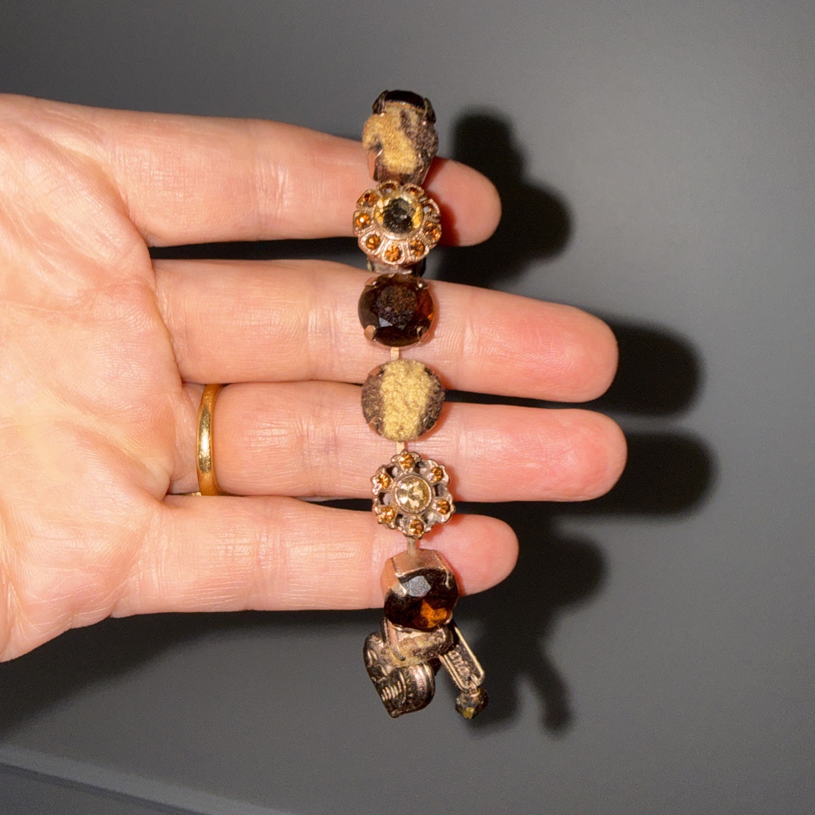 Vintage Amber Mariana Crystal Bracelet With Animal Prints